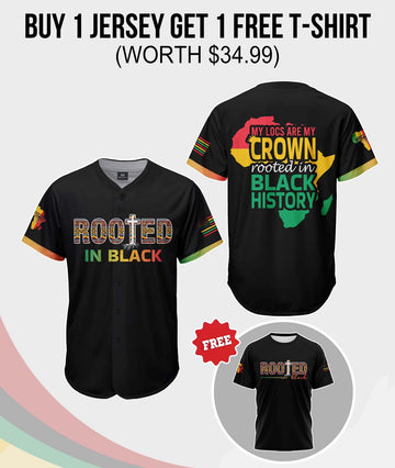 Rooted In Black Baseball Jersey & T-shirt Bundle