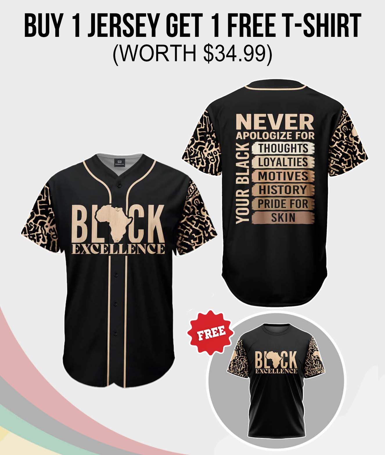 Black Excellence Baseball Jersey & T-shirt