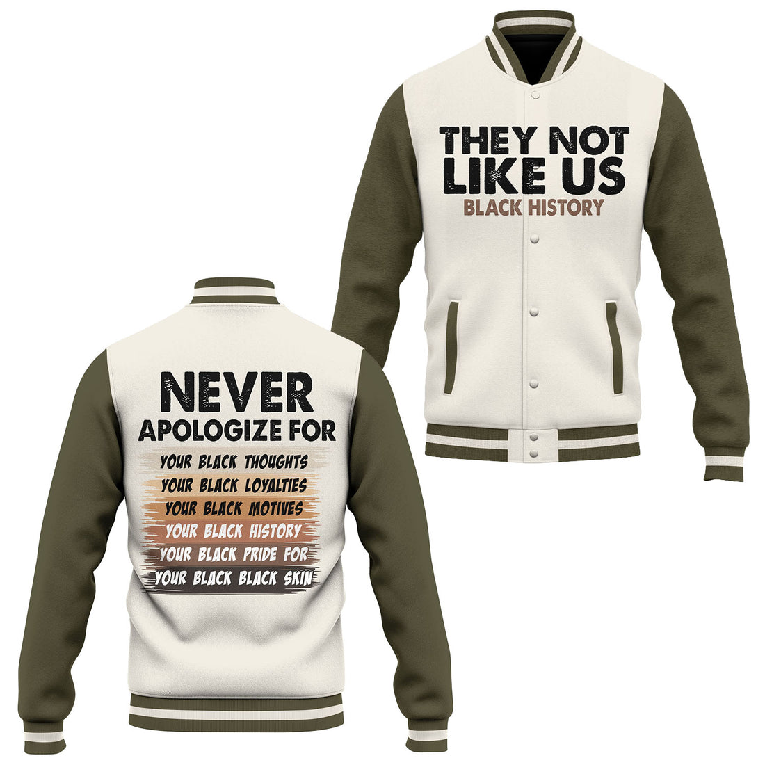 They Not Like Us Black History Baseball Jacket & Hat Bundle
