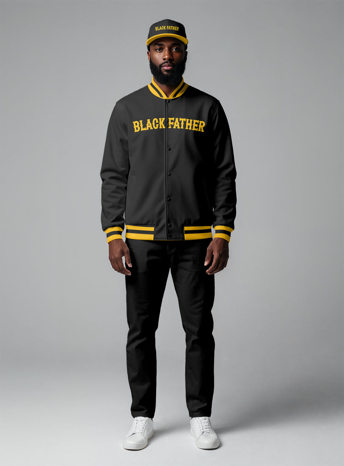 Black Father Baseball Jacket & Hat Bundle