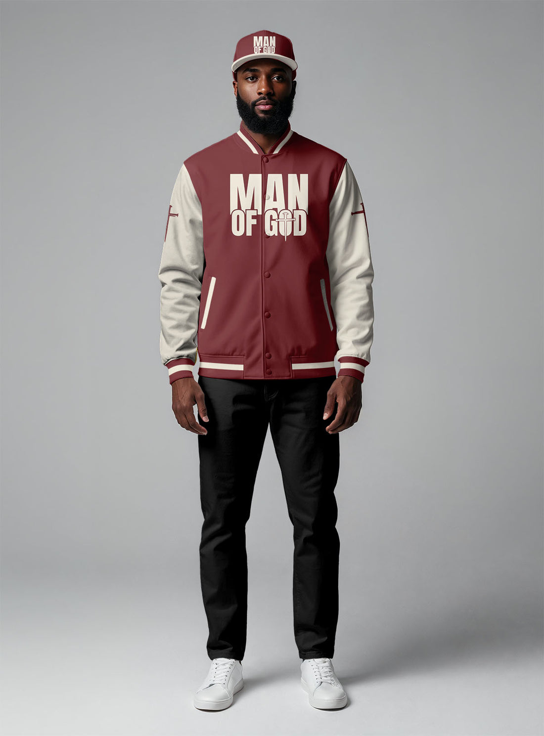 Man Of God Baseball Jacket & Hat Bundle