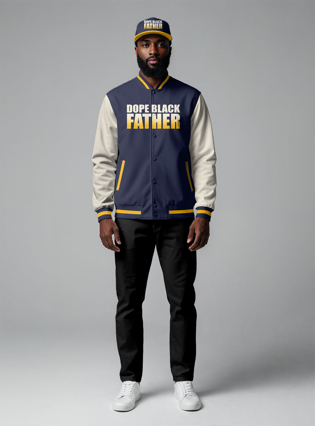 Black Father Baseball Jacket & Hat Bundle