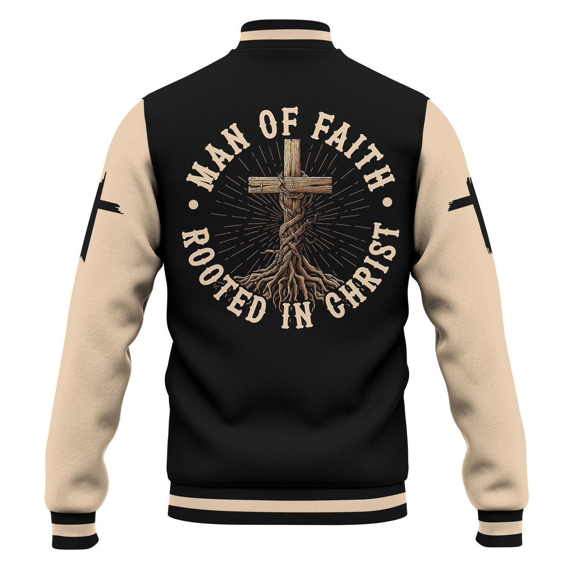 “Faith Rooted Cross” Baseball Jacket