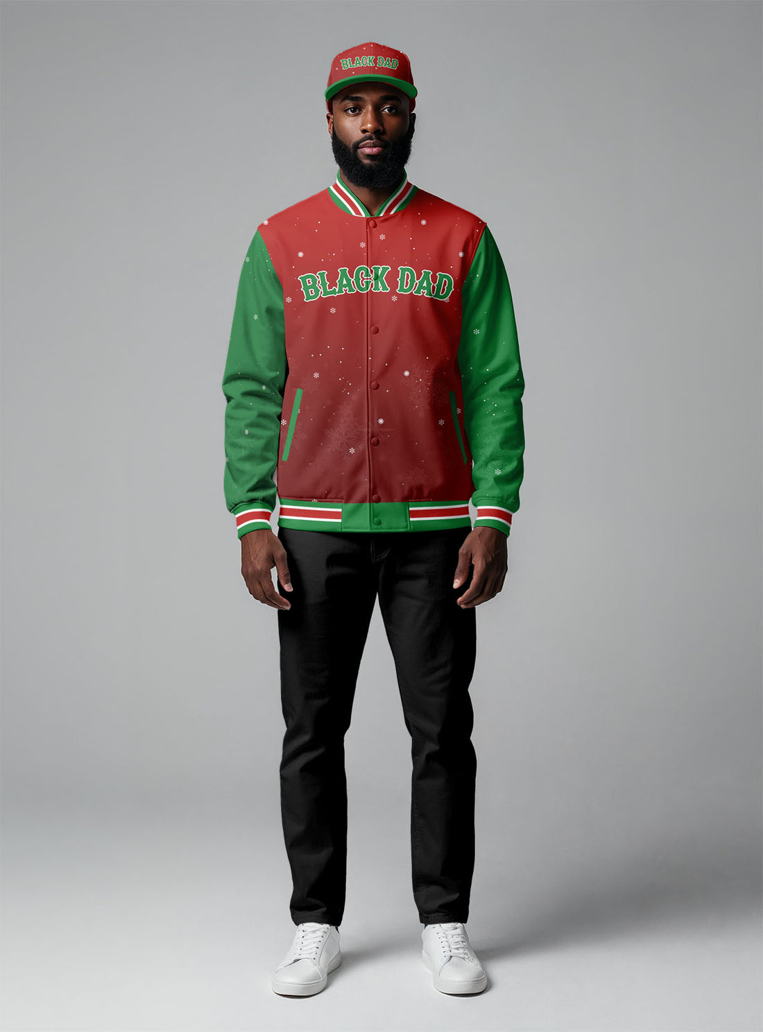 Black Dad Baseball Jacket & Hat Bundle