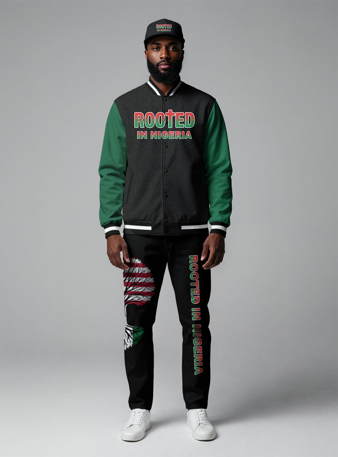 "Naija Roots" Baseball Jacket  & Hat Bundle