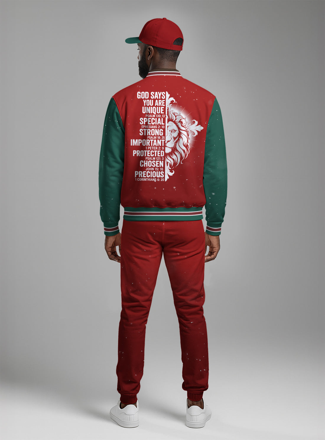 Christmas "Man Of God" Baseball Jacket & Hat Bundle