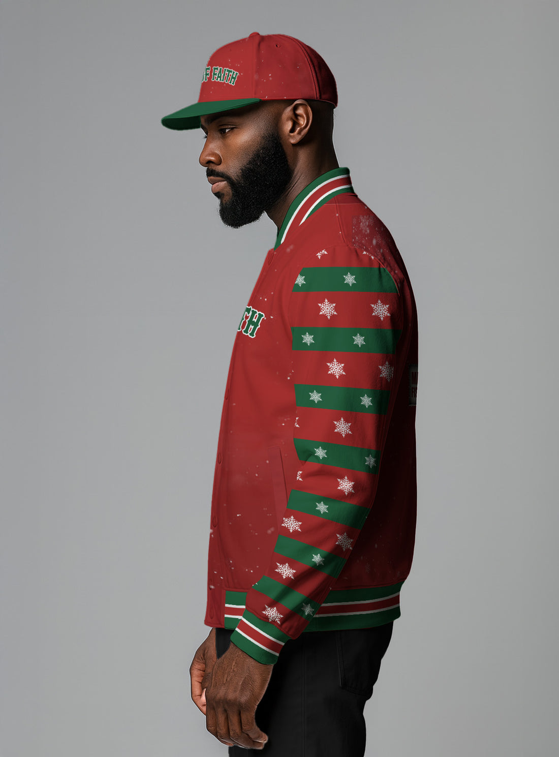 Christmas Man Of Faith Baseball Jacket