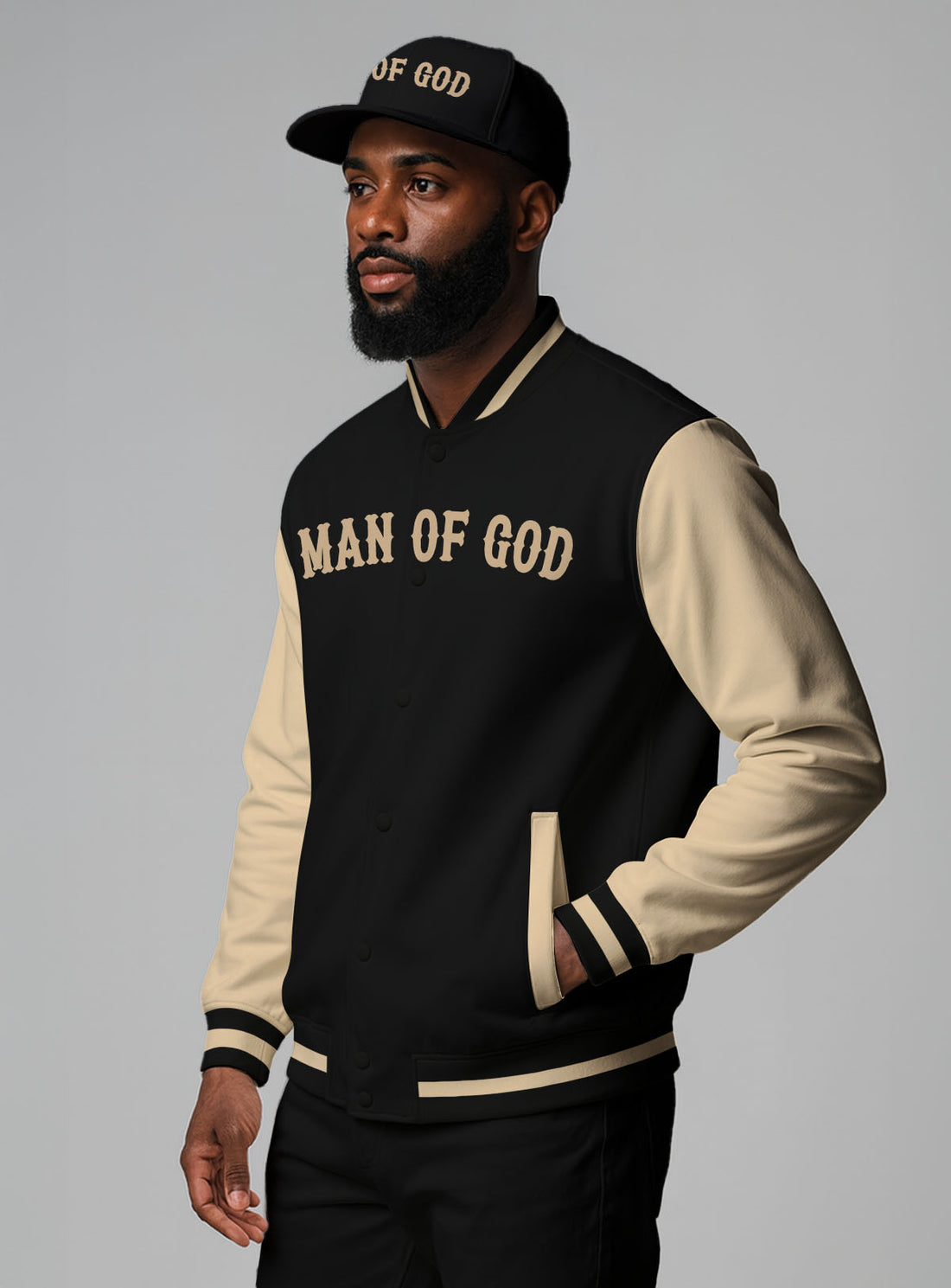 "Man Of God" Black Baseball Jacket