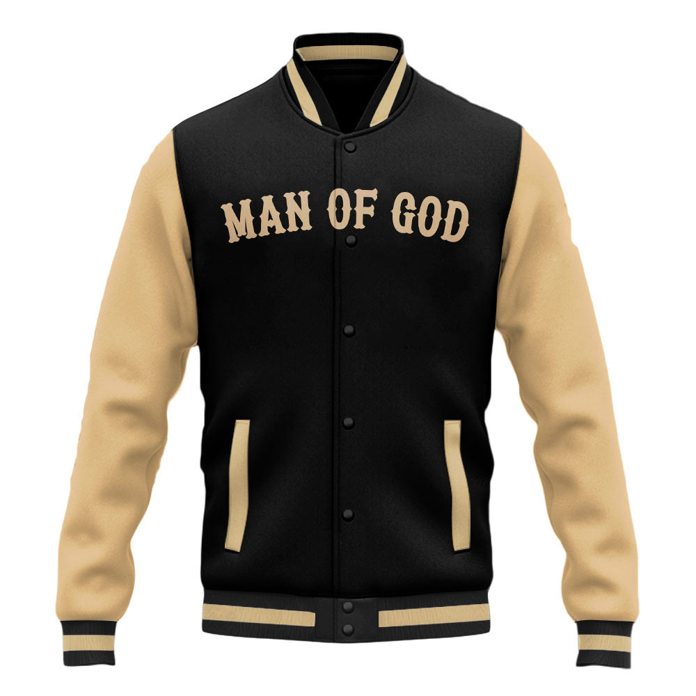 "Man of God" Black Gold Baseball Jacket Christmas Miracle Bundle
