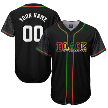 Personalized Black Excellence Baseball Jersey