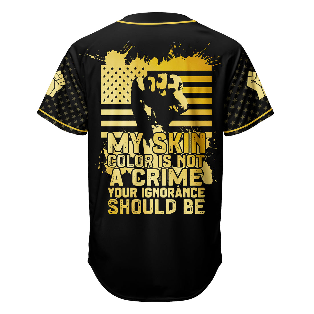 My Skin Color Is Not A Crime Baseball Jersey Gold