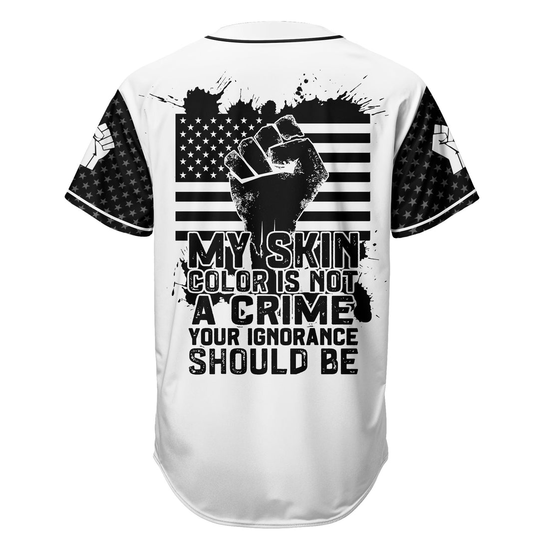 My Skin Color Is Not A Crime Baseball Jersey Black & White