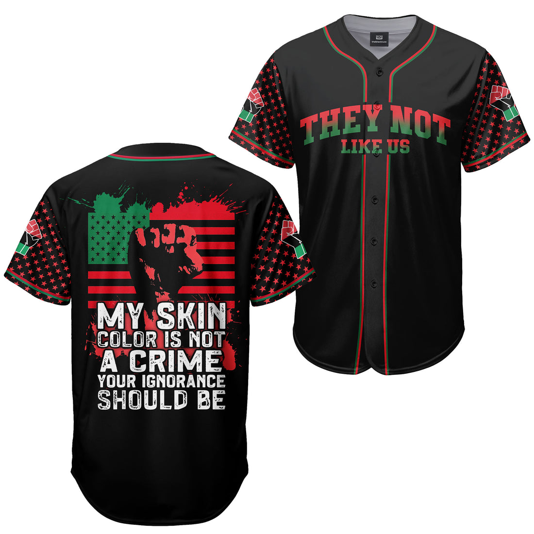 "Black Defiance" Red Green Baseball Jersey & Hat Bundle