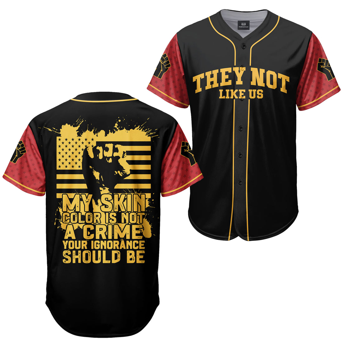 "Black Defiance" Red Black Gold Baseball Jersey Red & Gold & Hat Bundle