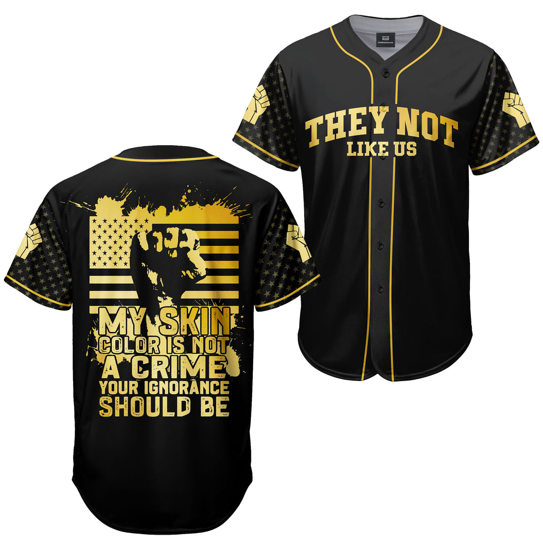 "Black Defiance" Black Gold Baseball Jersey & Hat Bundle